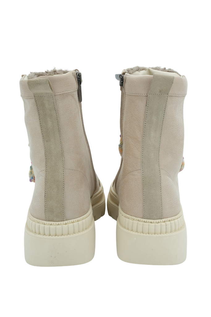 MÉLINÉ - BOTTE BEIGE À LACETS COLORÉS
