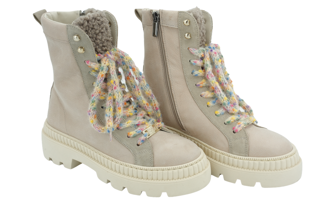 MÉLINÉ - BOTTE BEIGE À LACETS COLORÉS