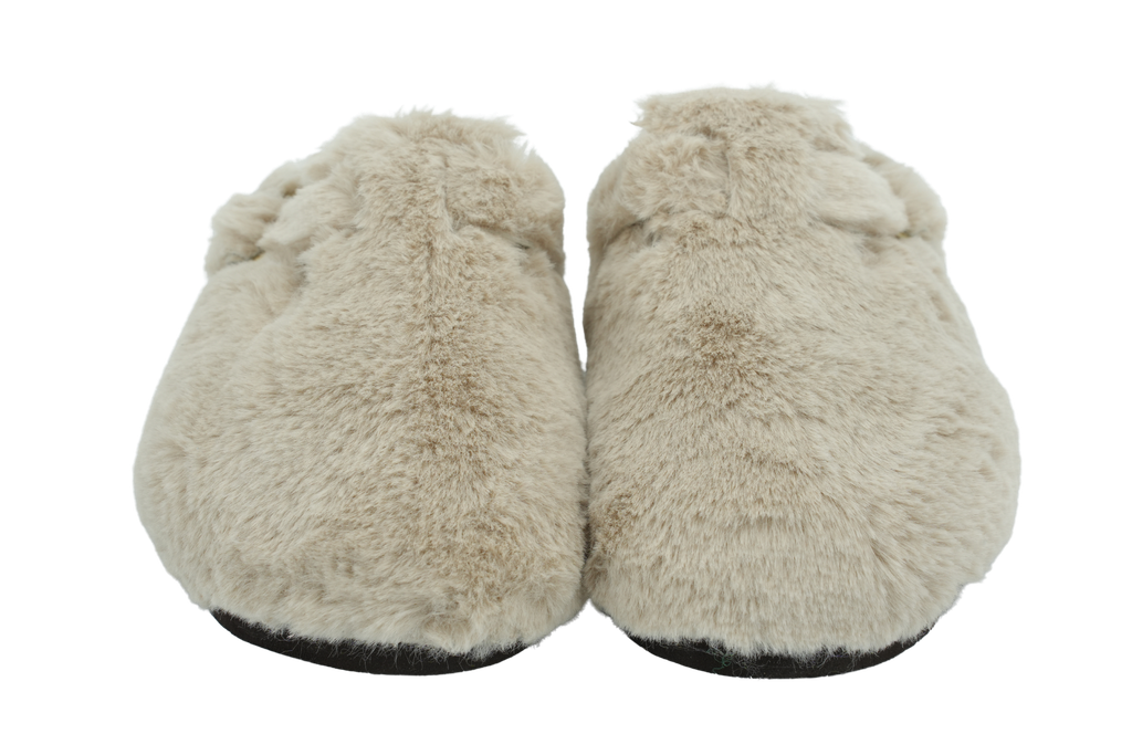 SCHOLL - SABOTS BEIGE FOURRÉS