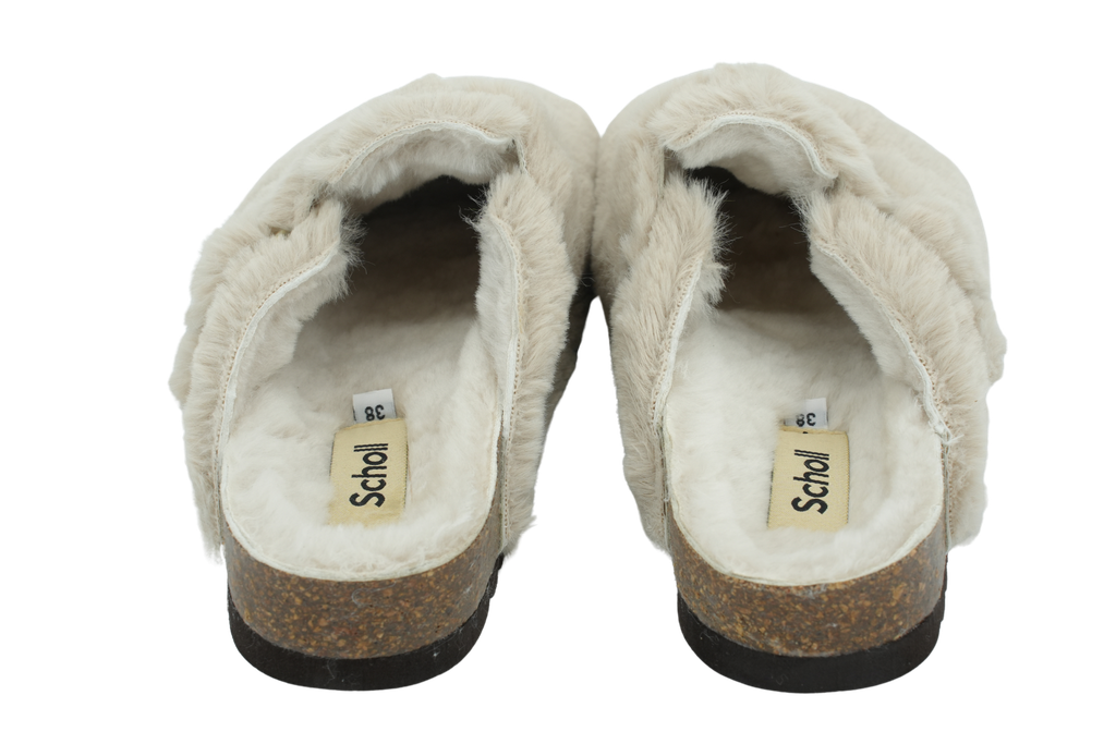 SCHOLL - SABOTS BEIGE FOURRÉS