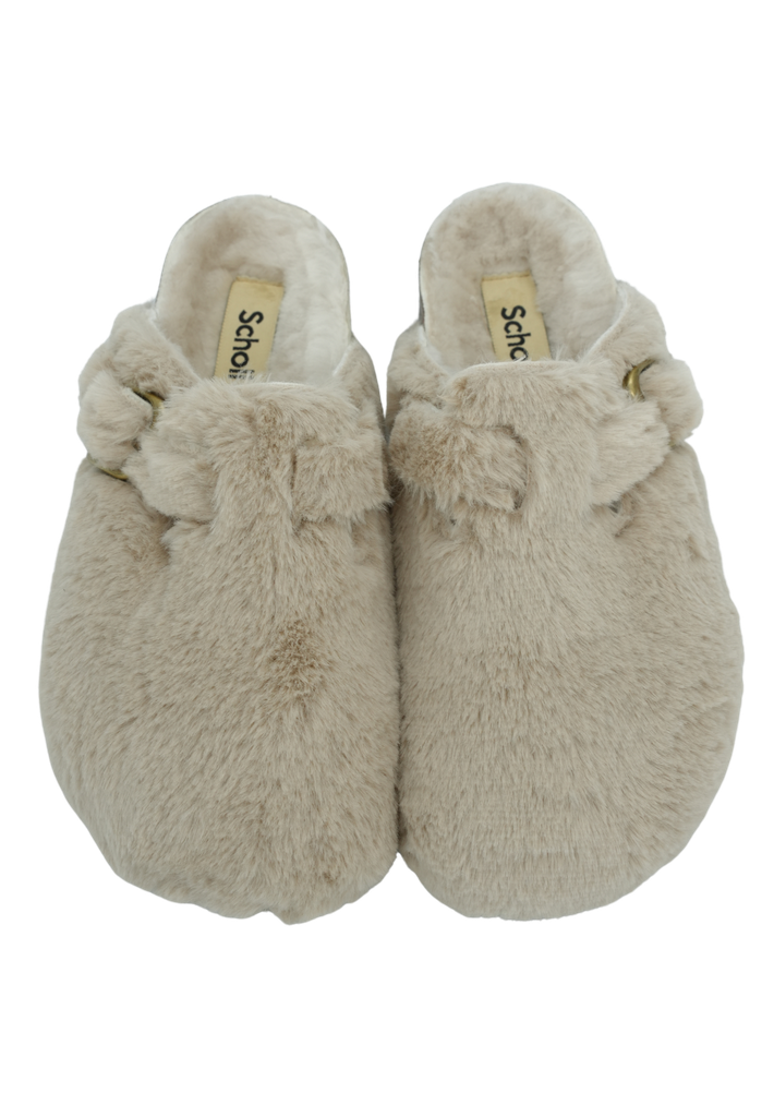 SCHOLL - SABOTS BEIGE FOURRÉS