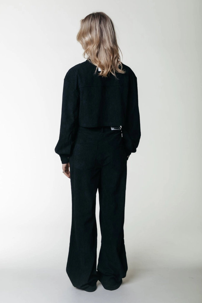 COLOURFUL REBEL - PANTALON EN VELOUR CÔTELÉ "GAIAS" - NOIR
