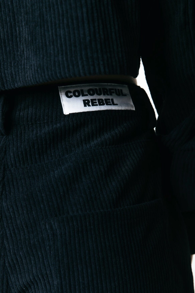 COLOURFUL REBEL - PANTALON EN VELOUR CÔTELÉ "GAIAS" - NOIR