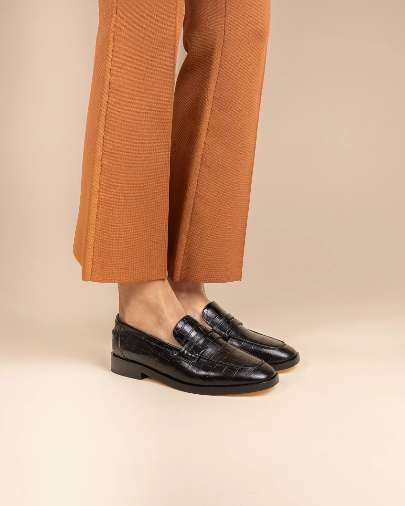 MI/MAI - MOCASSINS EFFET CROCO "LUCIANO" NOIRS