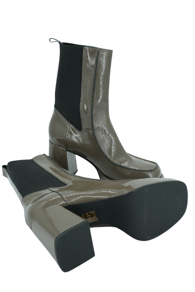 JANET&JANET - BOTTINES CHELSEA GRISES VERNIES