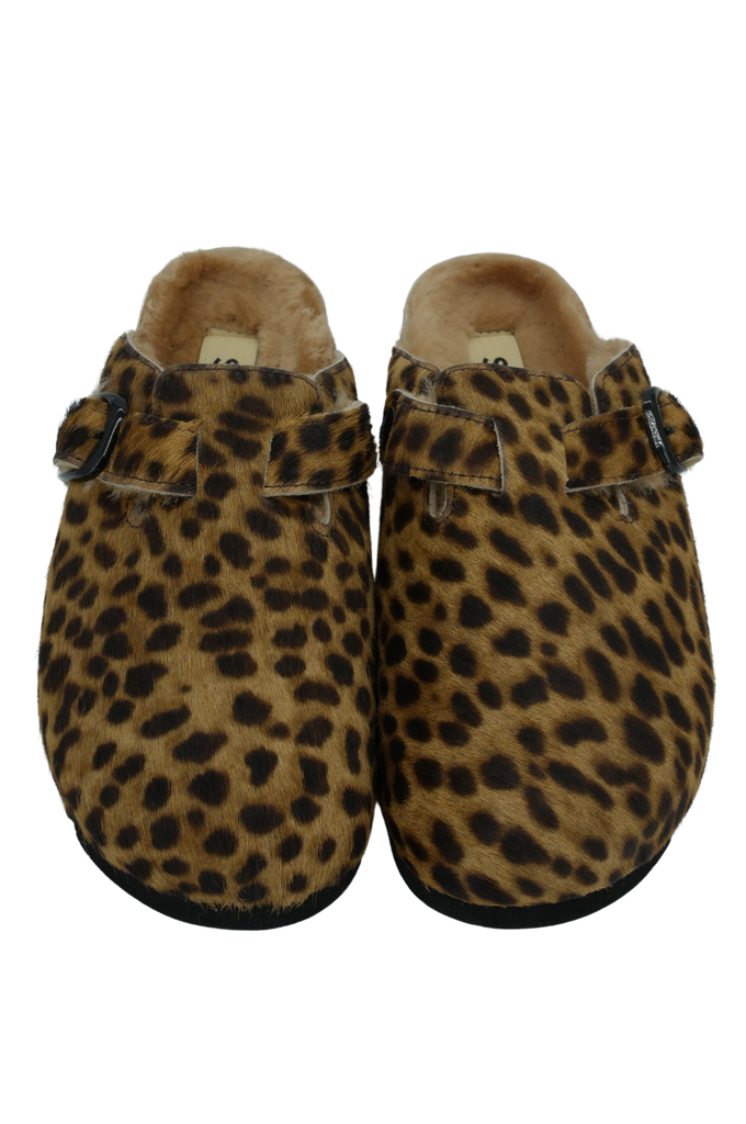 SCHOLL - SABOTS LÉOPARD FOURRÉS