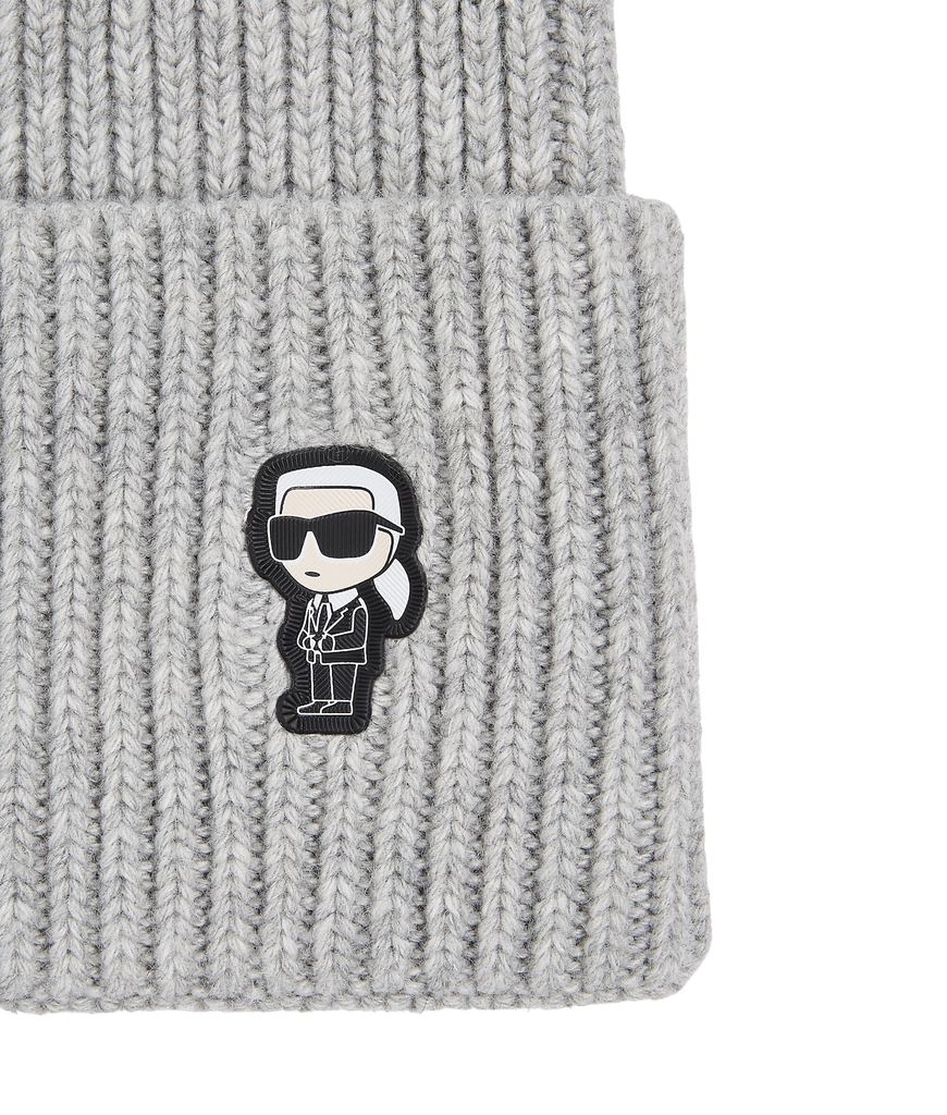 KARL LAGERFELD - BONNET À LARGE REVERS "K/IKONIK" GRIS