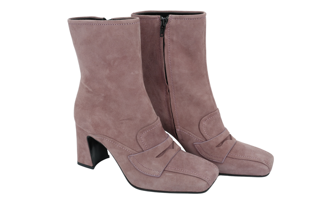 BRUNO PREMI - BOOTS À TALONS ROSE POUDRÉ