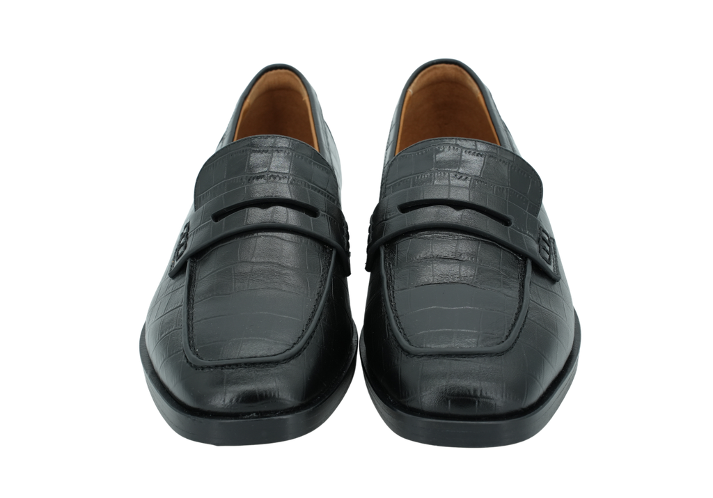 MI/MAI - MOCASSINS EFFET CROCO "LUCIANO" NOIRS