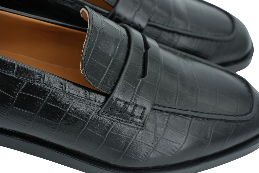 MI/MAI - MOCASSINS EFFET CROCO "LUCIANO" NOIRS