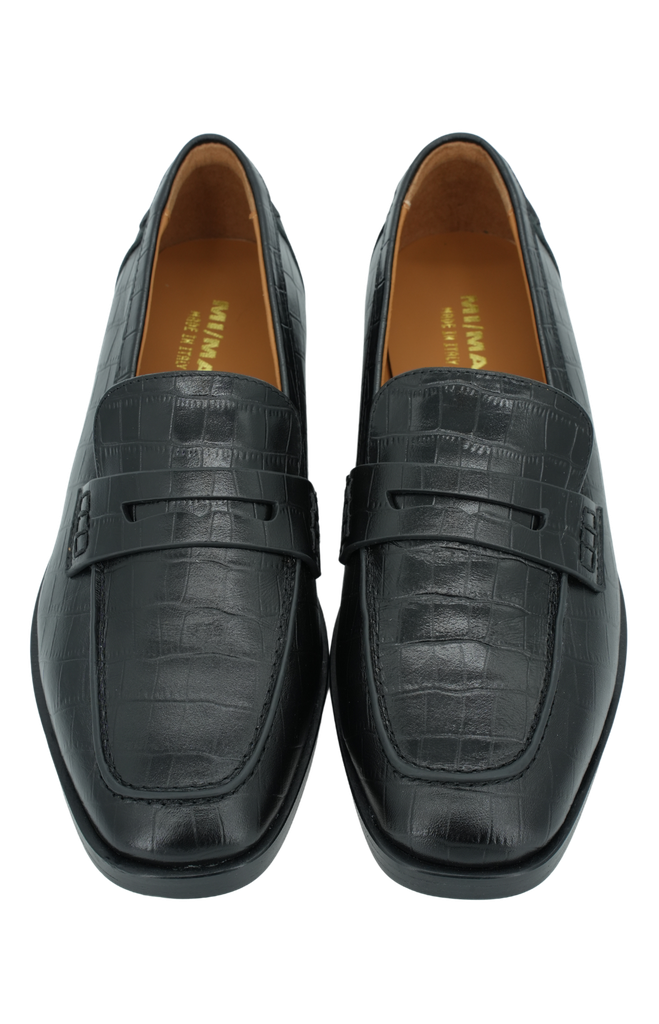 MI/MAI - MOCASSINS EFFET CROCO "LUCIANO" NOIRS