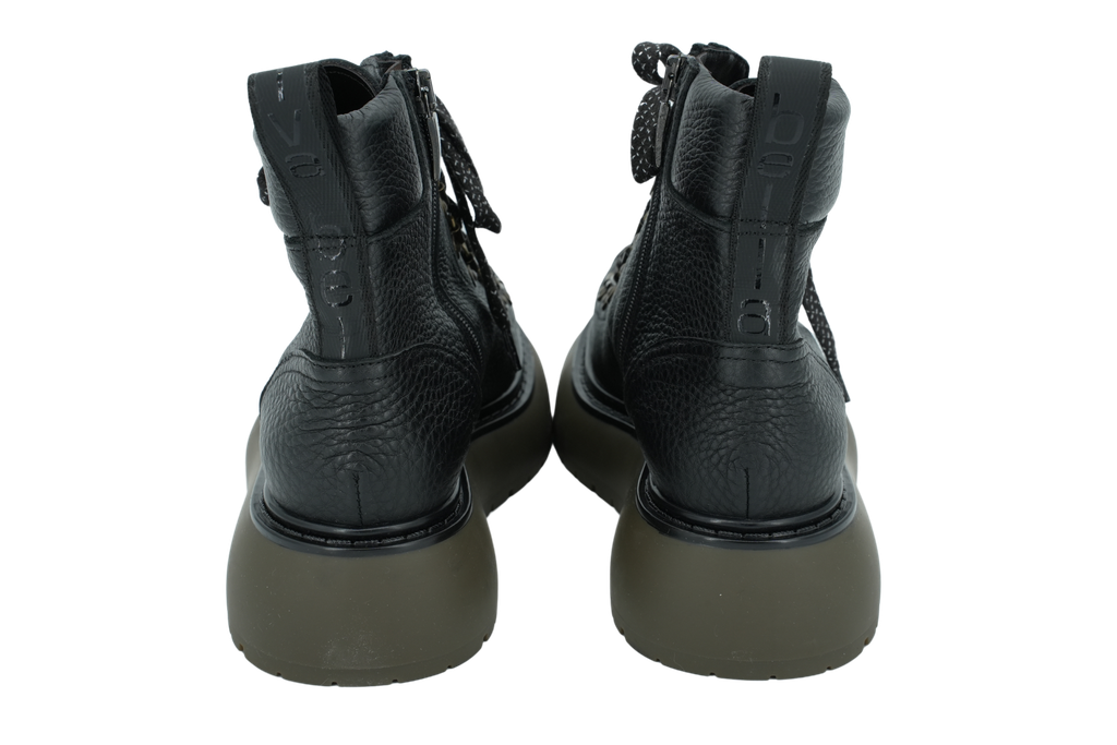 LAURA BELLARIVA - BOOTS NOIRES À SEMELLES KAKI