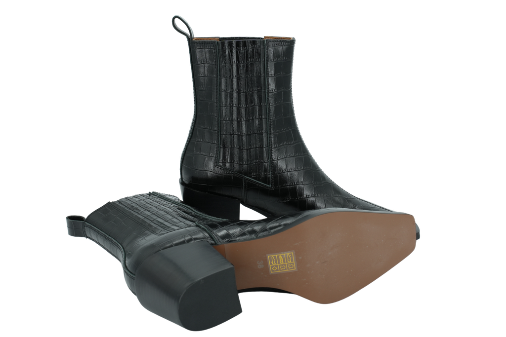 MI/MAI - BOTTINES CHELSEA "JANE II" NOIRES CROCOS