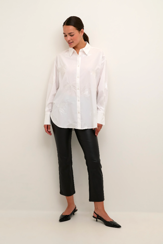 KAFFE - CHEMISE "KAELSA" À SEQUINS BLANCHE