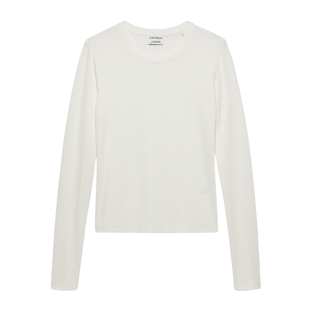 CATWALK JUNKIE - T-SHIRT LONGUES MANCHES CÔTELÉ BLANC