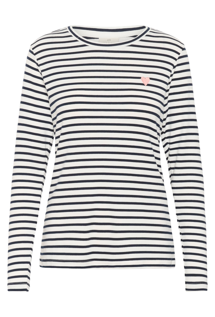 KAFFE - T-SHIRT MANCHE LONGUE "LIDDY" BLANC ET NOIR