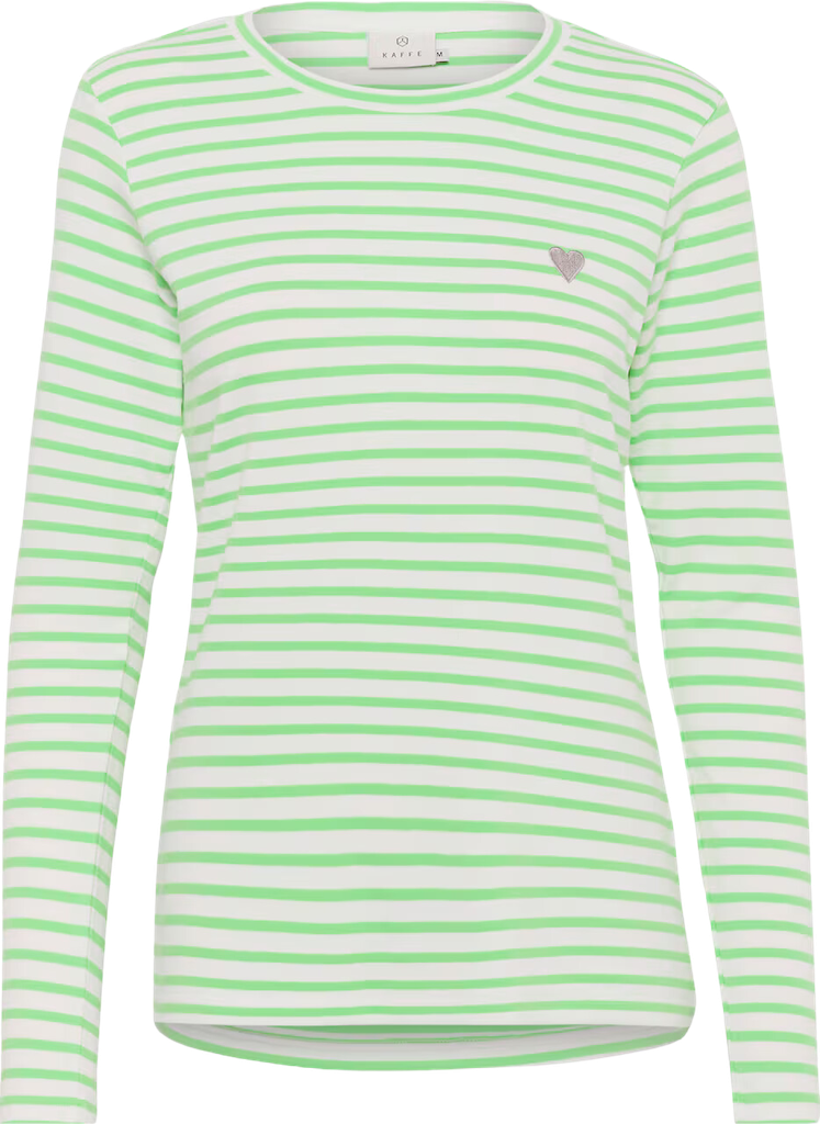 KAFFE - T-SHIRT MANCHE LONGUE "LIDDY" BLANC ET VERT