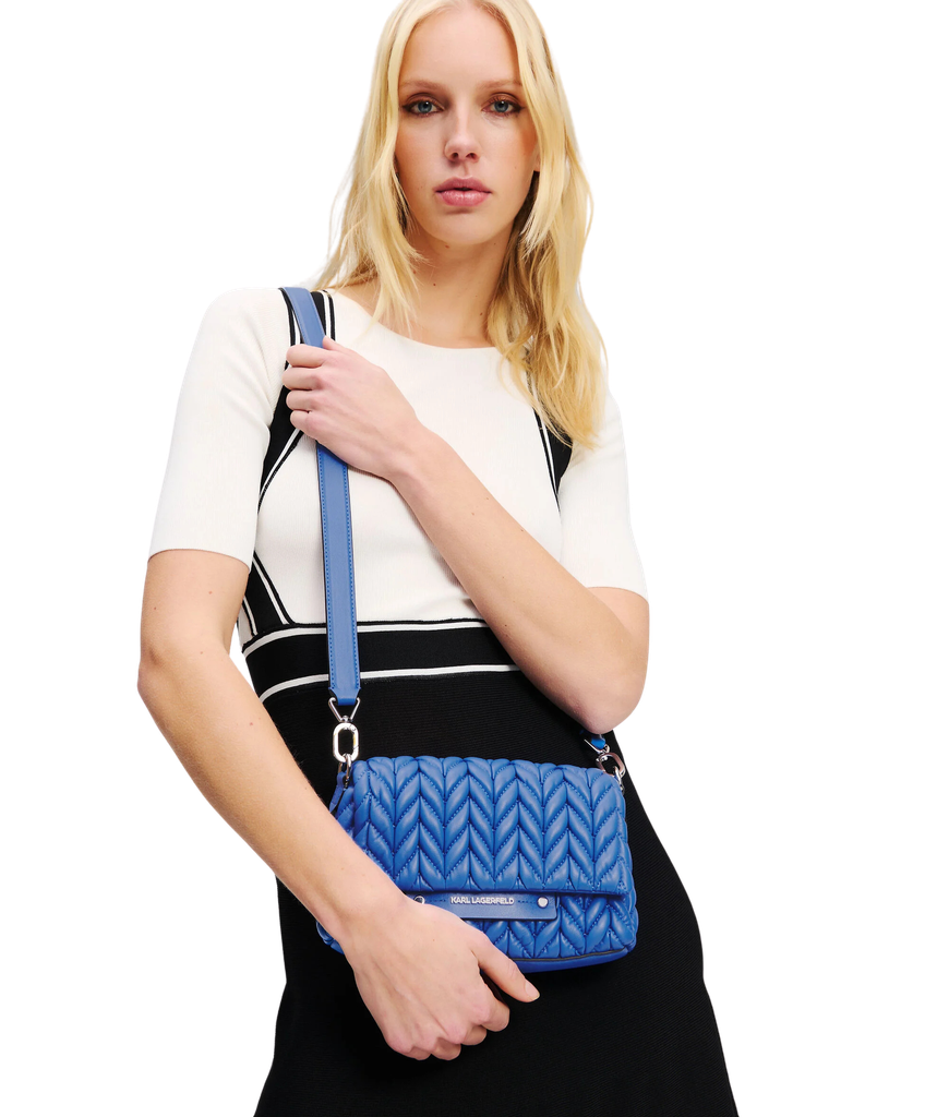 KARL LAGERFELD - SAC BANDOULIÈRE "K/WEAVE" BLEU ÉLECTRIQUE