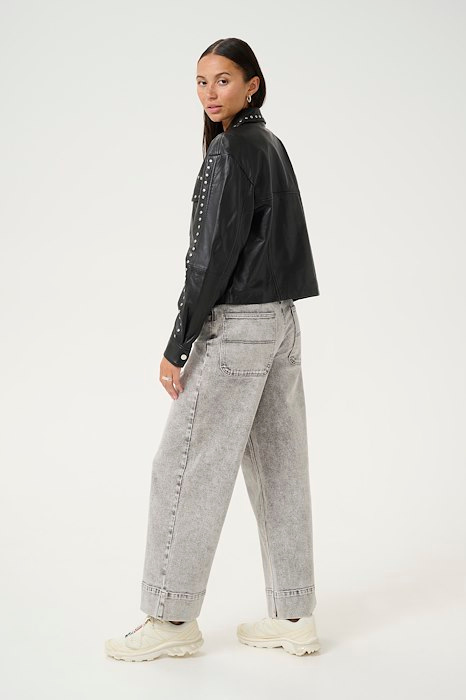 KAFFE - VESTE EN CUIR NOIRE "KACASSIE"
