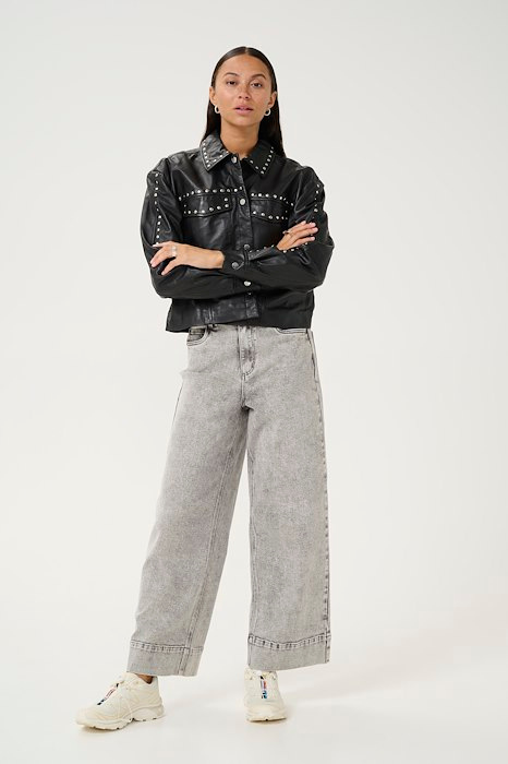 KAFFE - VESTE EN CUIR NOIRE "KACASSIE"