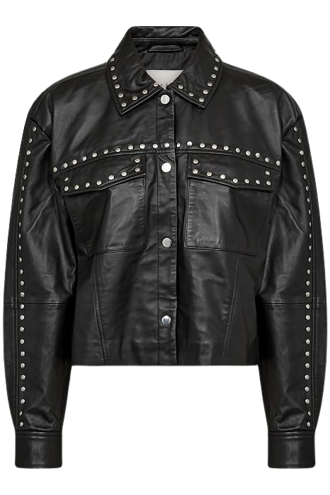 KAFFE - VESTE EN CUIR NOIRE "KACASSIE"