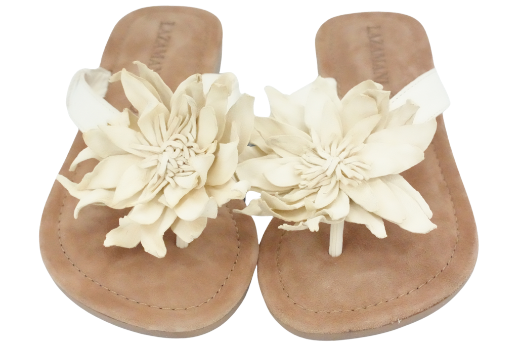 LAZAMANI - SLIPPERS WHITE FLOWERS