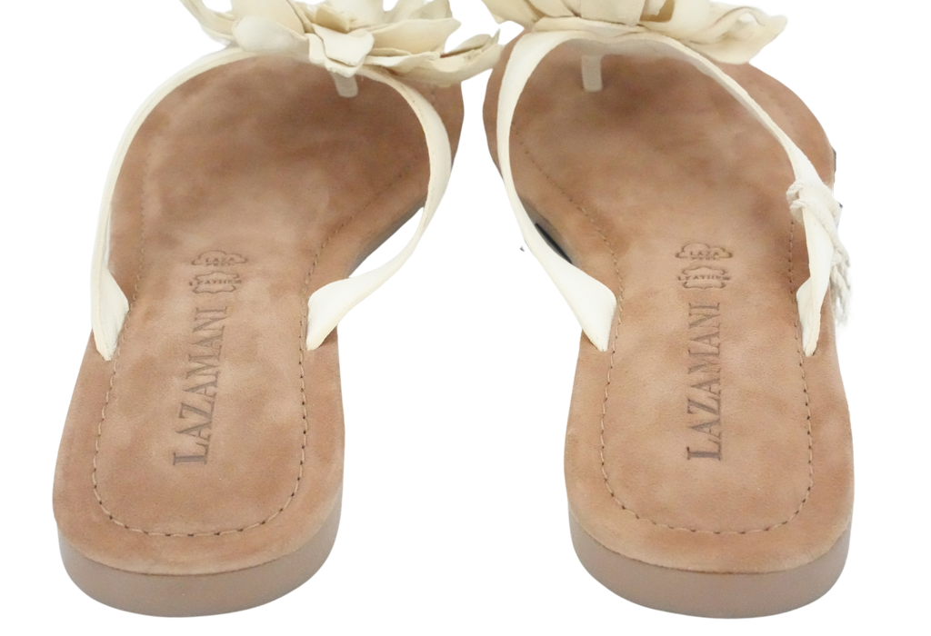 LAZAMANI - SLIPPERS WHITE FLOWERS