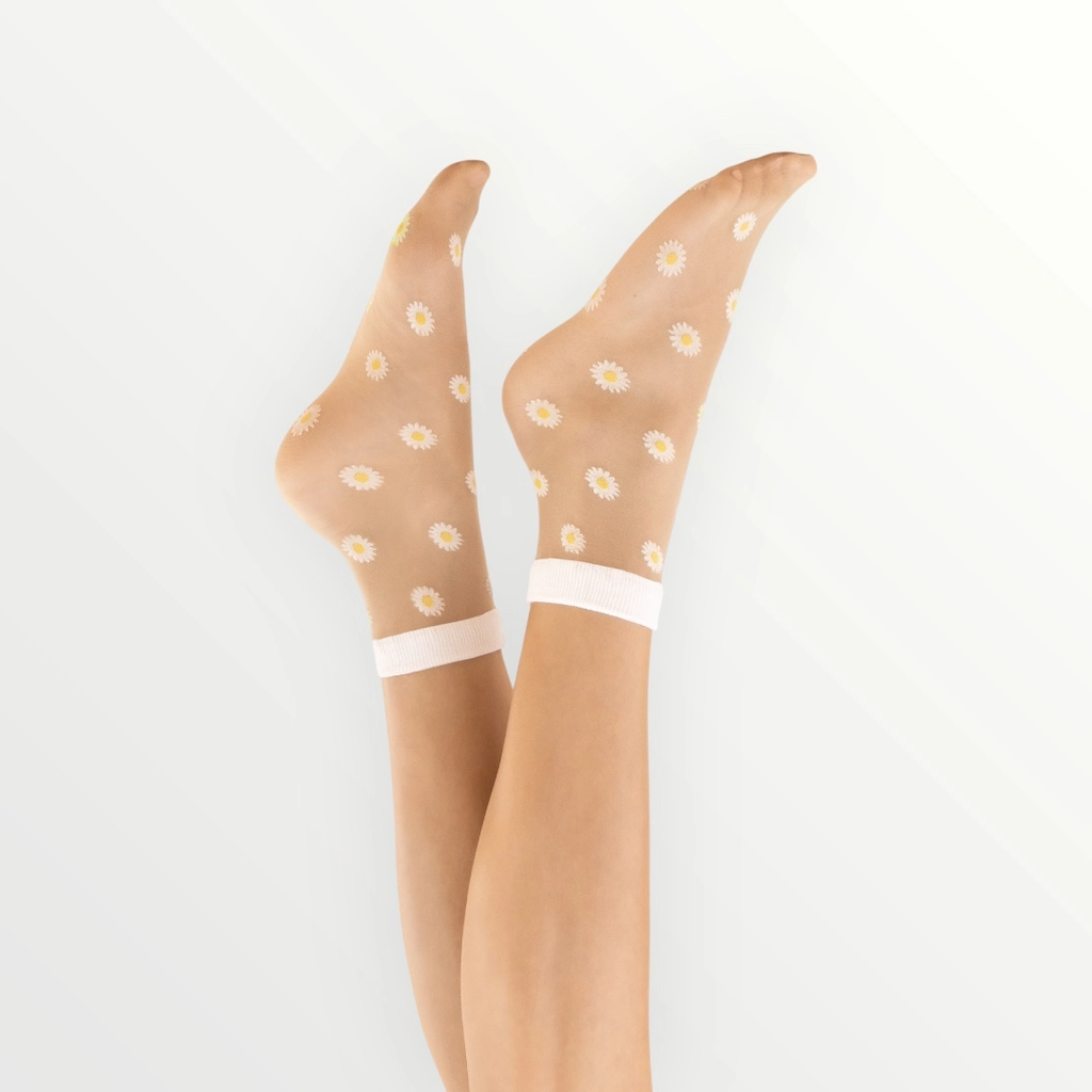 SOCKETTE - CHAUSSETTES TRANSPARENTES MARGUERITES