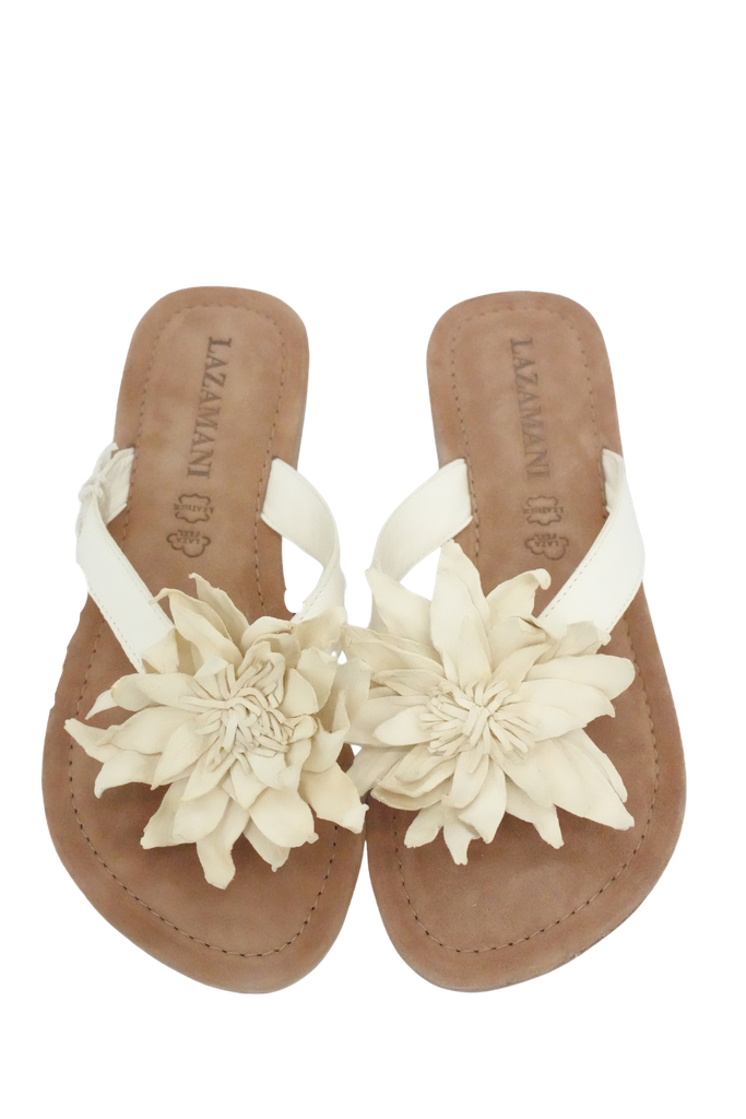 LAZAMANI - SLIPPERS WHITE FLOWERS
