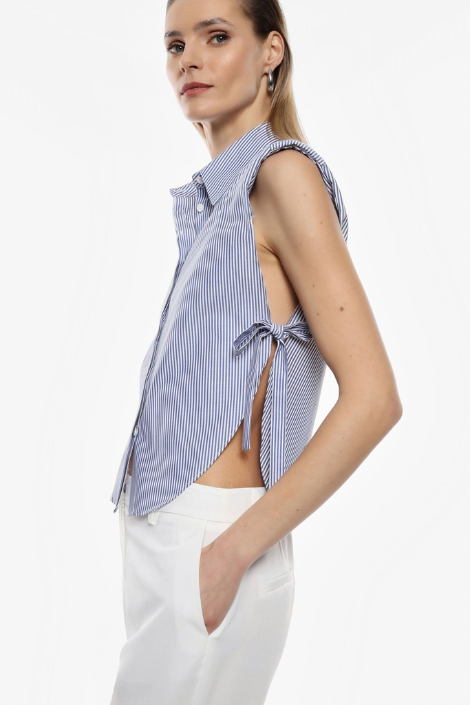 IMPERIAL - CHEMISE RAYÉE SANS MANCHES AVEC NŒUDS