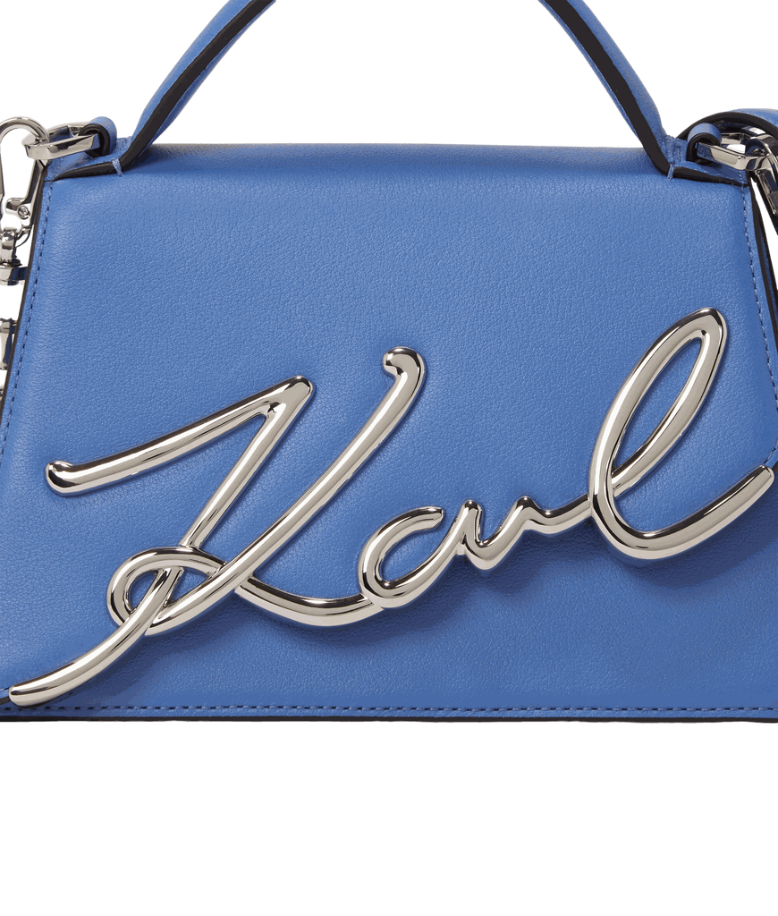 KARL LAGERFELD - PETIT SAC BANDOULIÈRE "K/SIGNATURE" BLEU ÉLECTRIQUE
