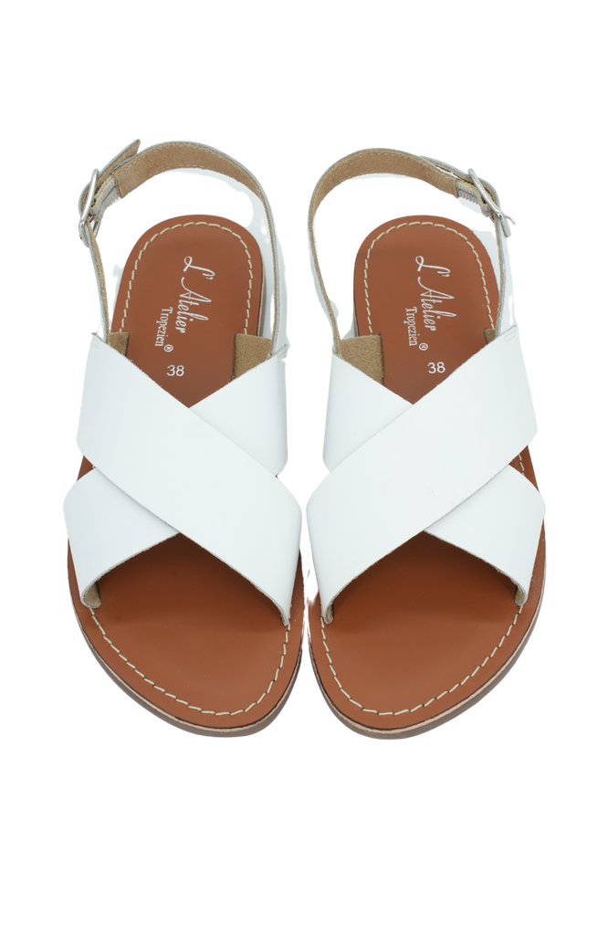 L'ATELIER TROPEZIEN - SANDALES BRIDES CROISÉES BLANCHES