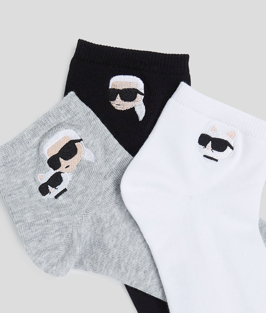 KARL LAGERFELD - CHAUSSETTES COURTES "IKON" NOIRES, BLANCHES ET GRISES