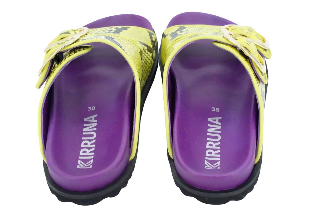 KIRRUNA - SANDALES DOUBLES BRIDES "CORDOBA 12" JAUNES ET MAUVES