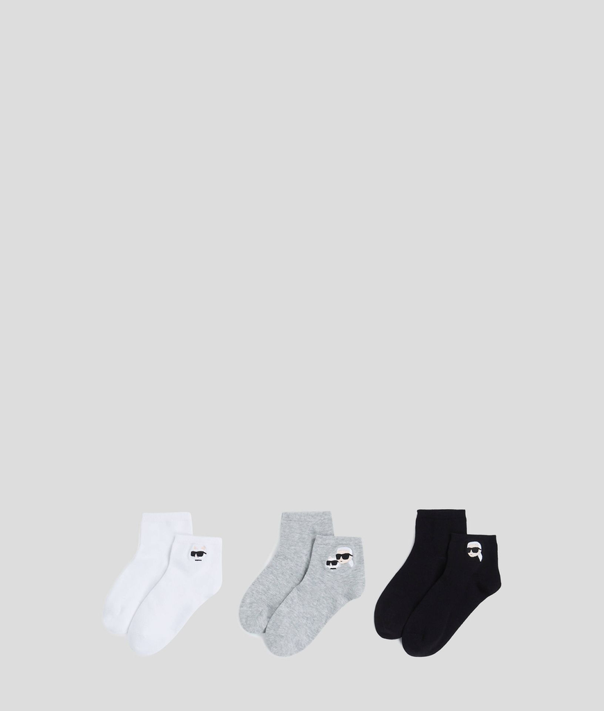 KARL LAGERFELD - CHAUSSETTES COURTES "IKON" NOIRES, BLANCHES ET GRISES