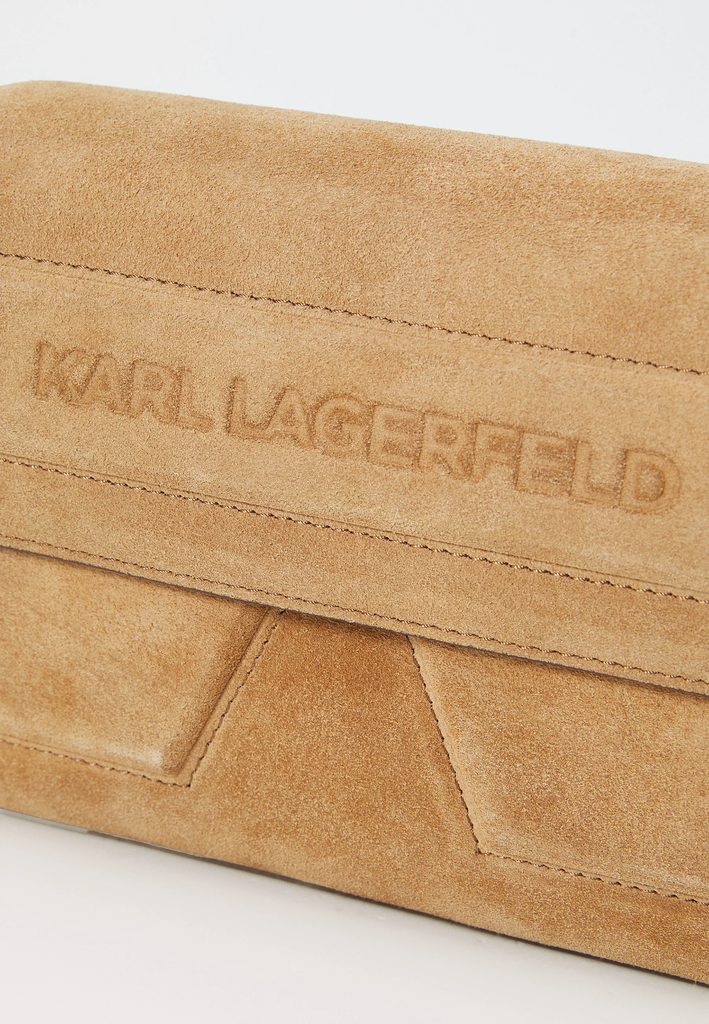 KARL LAGERFELD - SAC "IKON/K" SUÈDE CARAMEL