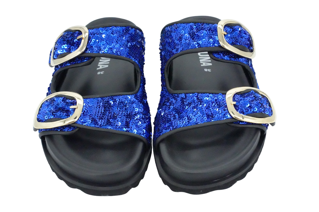 KIRRUNA - SANDALES DOUBLES BRIDES "CORDOBA 06" SEQUINS BLEUES