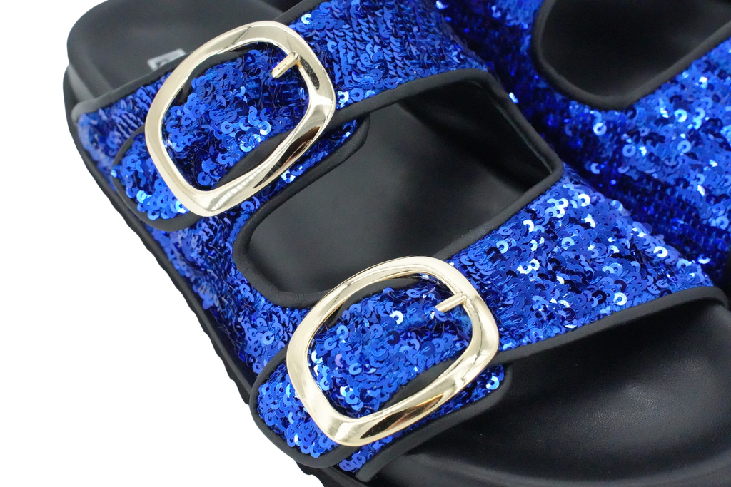 KIRRUNA - SANDALES DOUBLES BRIDES "CORDOBA 06" SEQUINS BLEUES