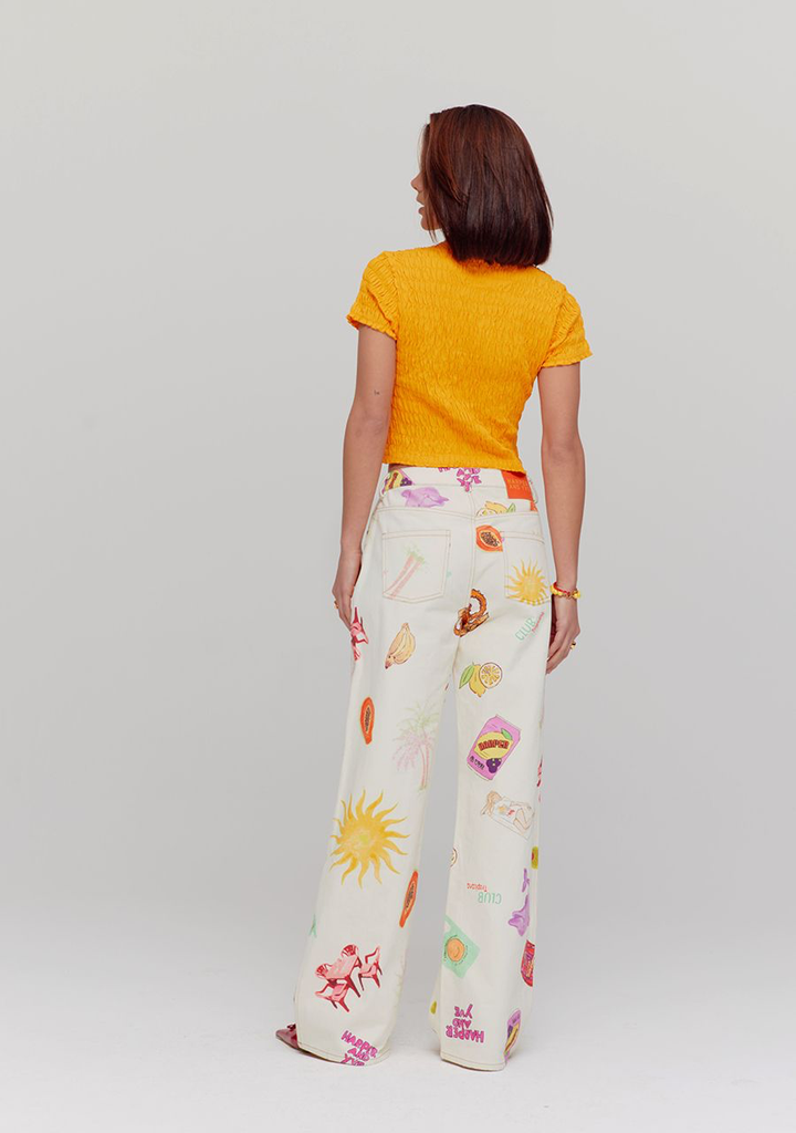 HARPER AND YVE - JEANS "TROPICANA" BLANC CASSÉ MULTI