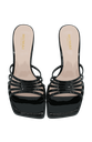 MI/MAI - MULES "ISAMU" MULTIBRIDES À BOUT CARRÉ EN CUIR VERNI NOIR