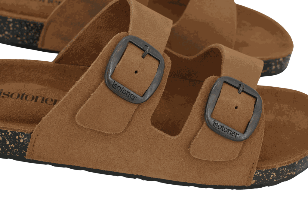 ISOTONER - SANDALES DOUBLES BRIDES CAMELS