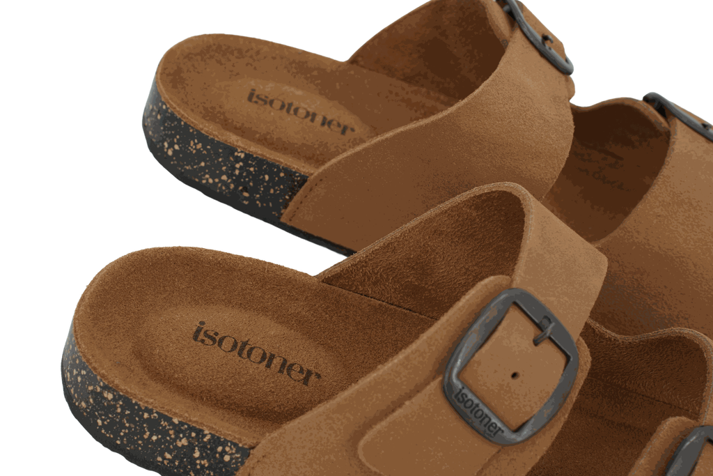 ISOTONER - SANDALES DOUBLES BRIDES CAMELS