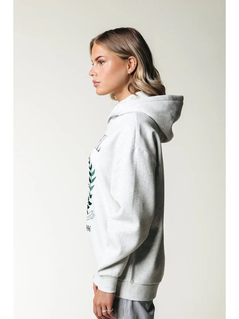 COLOURFUL REBEL - HOODIE "COLLEGE 1986" GRIS ET VERT