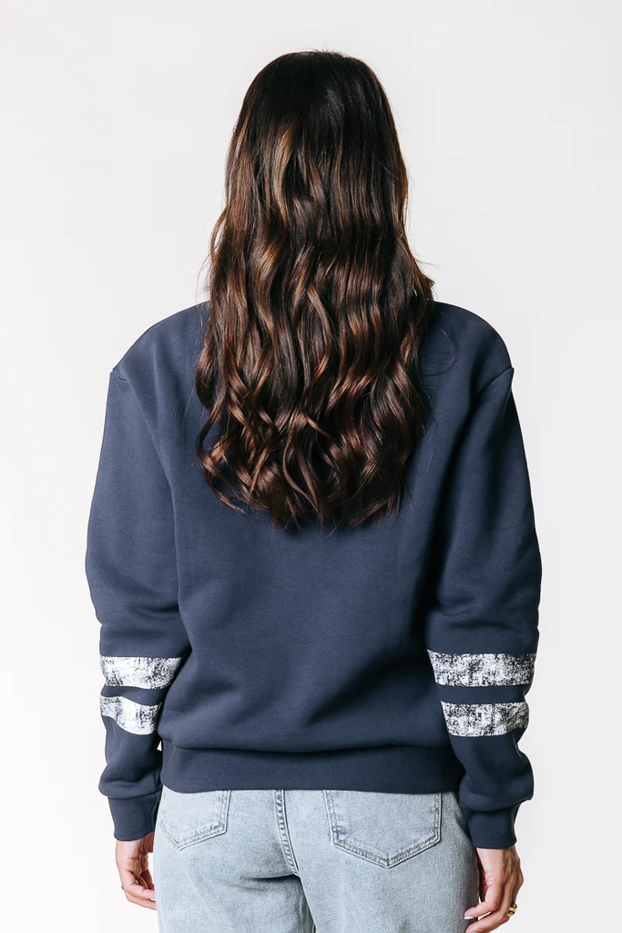 COLOURFUL REBEL - PULLOVER ZIP "VARSITY" BLEU MARINE