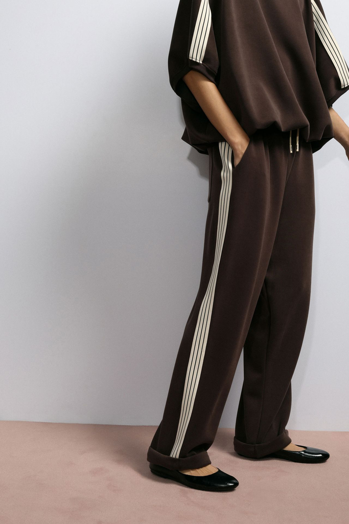 IMPERIAL - PANTALON JOGGING À RAYURES MARRON