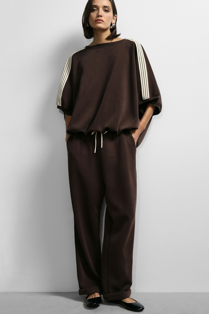 IMPERIAL - PANTALON JOGGING À RAYURES MARRON