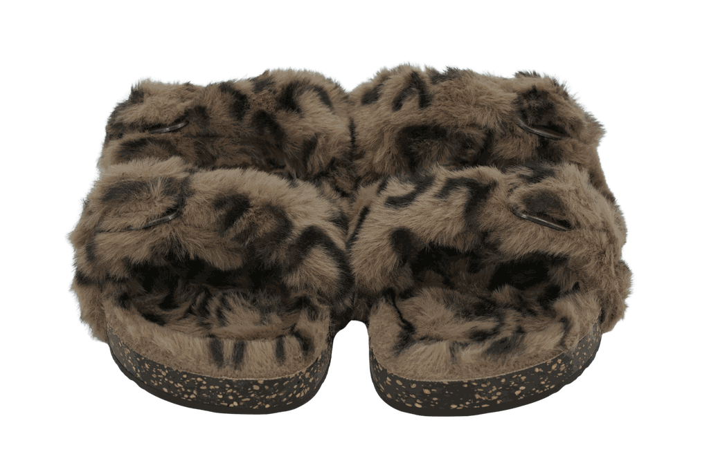 ISOTONER - SANDALES DOUBLES BRIDES FOURRÉES LÉOPARDS