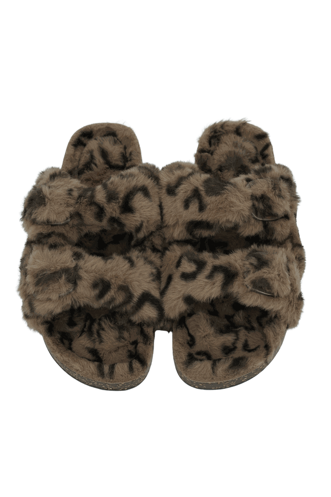 ISOTONER - SANDALES DOUBLES BRIDES FOURRÉES LÉOPARDS