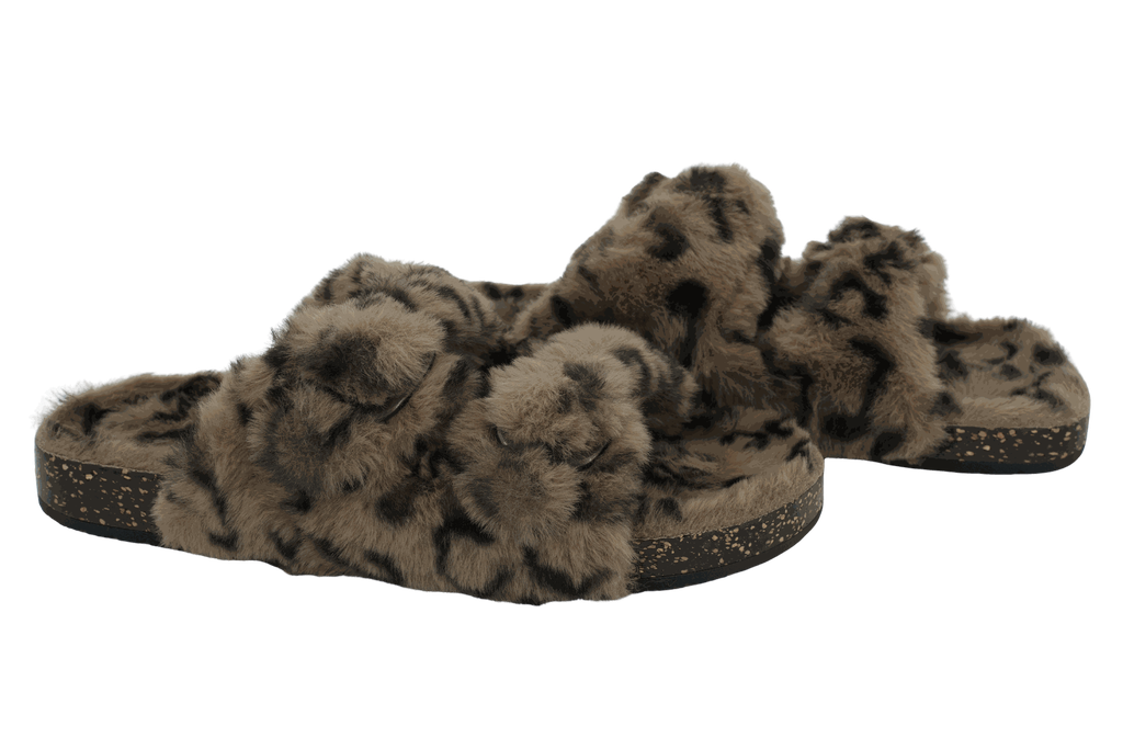 ISOTONER - SANDALES DOUBLES BRIDES FOURRÉES LÉOPARDS