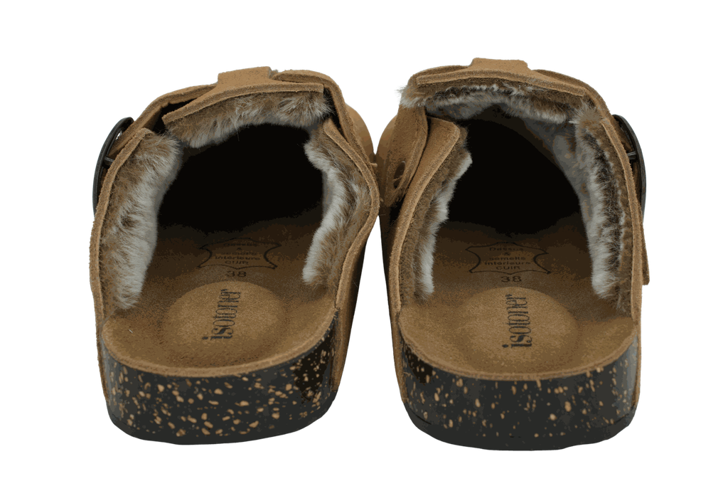 ISOTONER - SABOTS FOURRÉS EN CUIR CAMEL